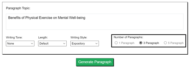 Example of How many paragraphs you want Generate