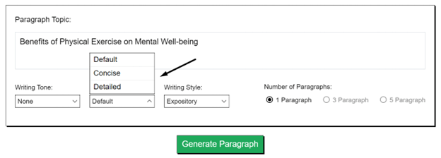 Select Length of the Paragraph